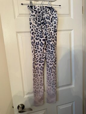 Lavender Leopard Print Paperbag Waist Leggings